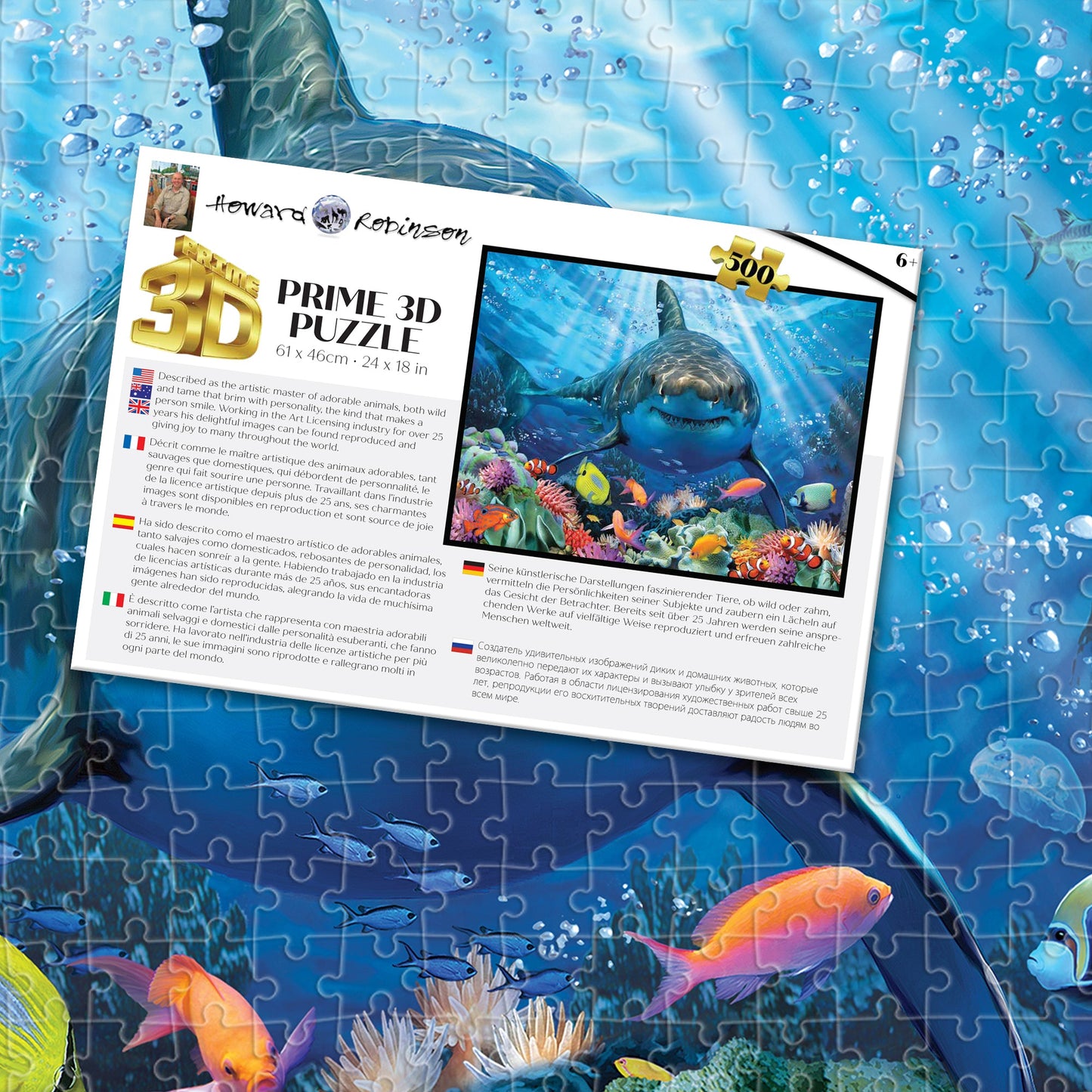 10365 Great White Shark Howard Robinson 3D Jigsaw Puzzle 10365 500pc 24"x18"
