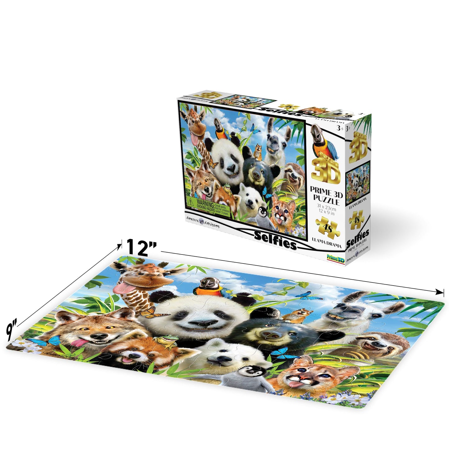 10647 Llama Drama Selfies Howard Robinson 3D Jigsaw Puzzle 10647 48PC 12"x9"