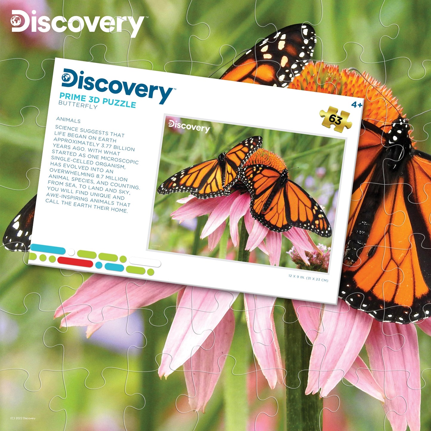 10654 Monarch Butterfly Discovery 3D Jigsaw Puzzle 10654 63pc 12"x9"