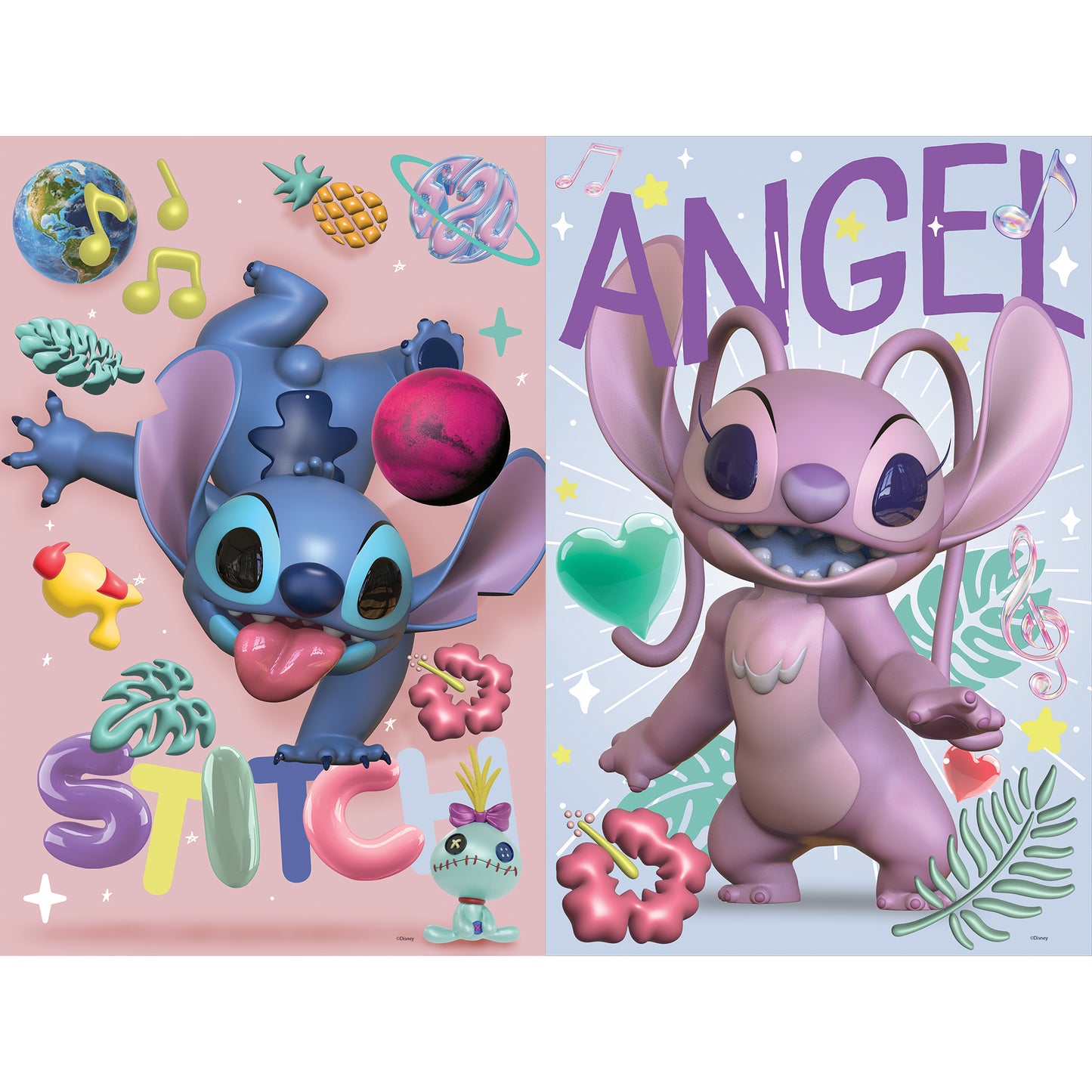 58006 Disney Stitch 2 Pack Puzzles with 3 Figures