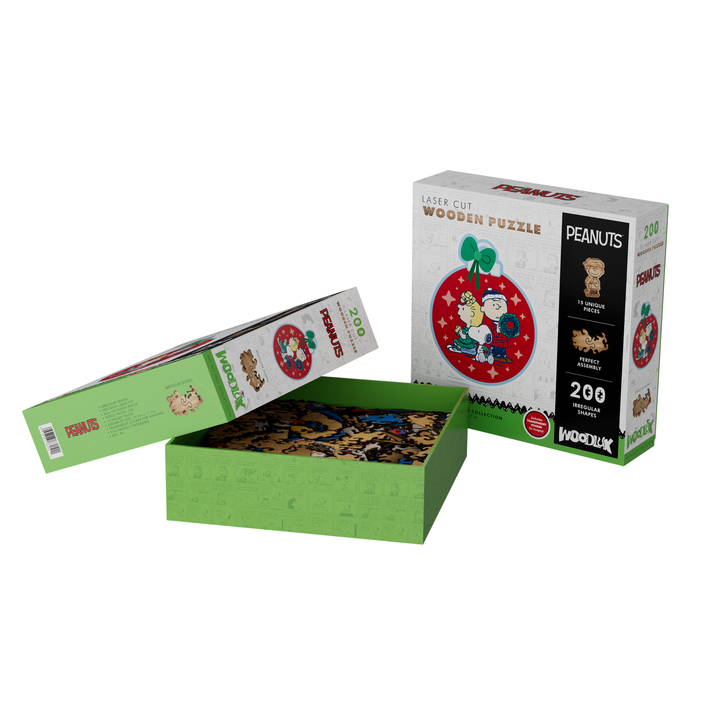 317018701 PEANUTS Classic Christmas ornament wooden puzzle 11.4 x 12" 200pc