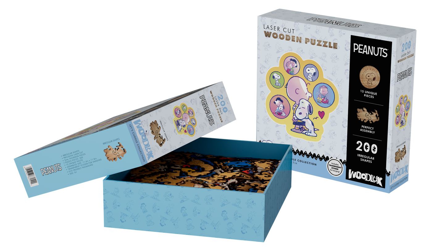 317017844 Peanuts lets cuddle wooden puzzle 11.4 x 12" 200pc