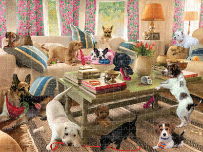 10458 Dogs in the Living Room Giordano 3D Jigsaw Puzzle 10458 500PC 24"x18"