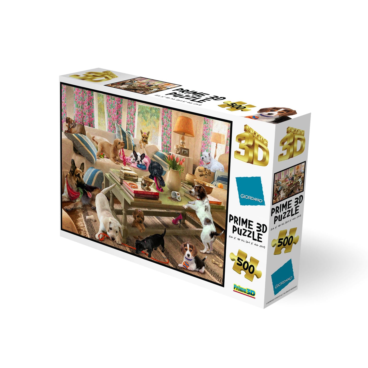 10458 Dogs in the Living Room Giordano 3D Jigsaw Puzzle 10458 500PC 24"x18"