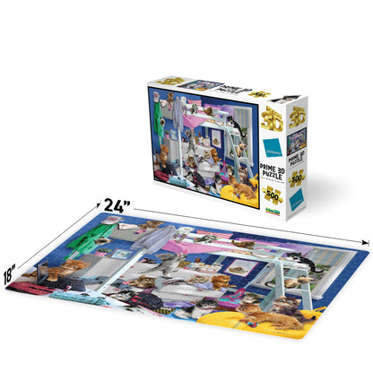 10459 Messy Bedroom Kittens Giordano 3D Jigsaw Puzzle 10459 500PC 24"x18"