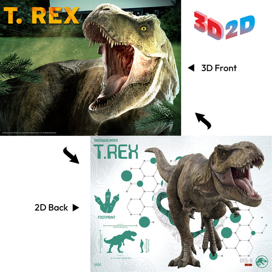 20586 Jurassic World TRex Double Sided 3D/2D Jigsaw Puzzle 20586 100pc 12x9"