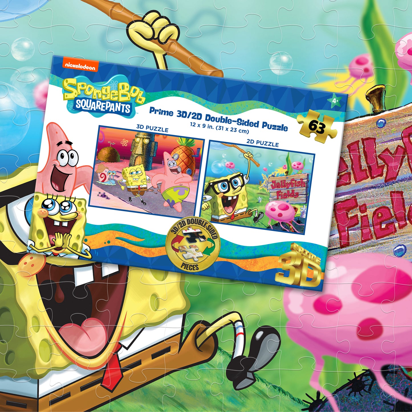 20628 Sponge Bob Square Pants Nickelodeon 3D/2D Jigsaw Puzzle 20628 100 Piece 12"x9"