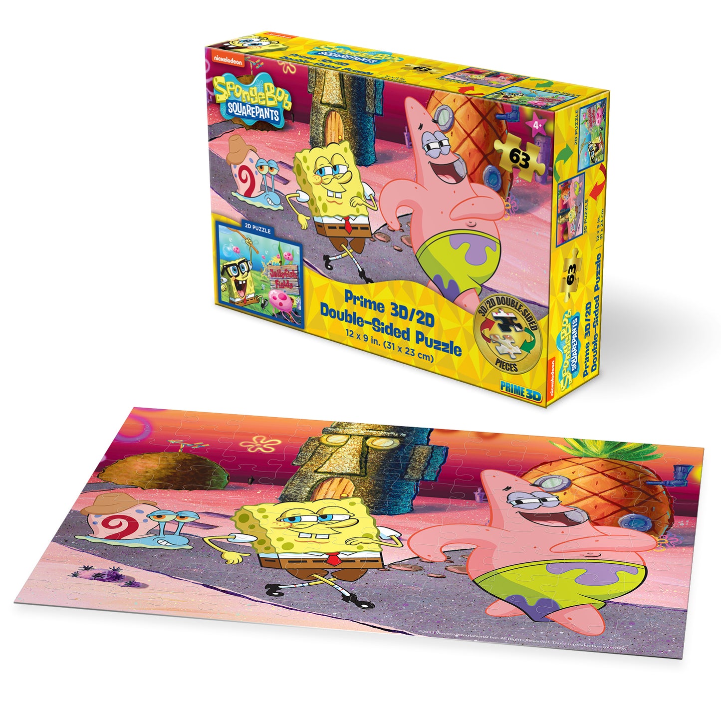 20628 Sponge Bob Square Pants Nickelodeon 3D/2D Jigsaw Puzzle 20628 100 Piece 12"x9"