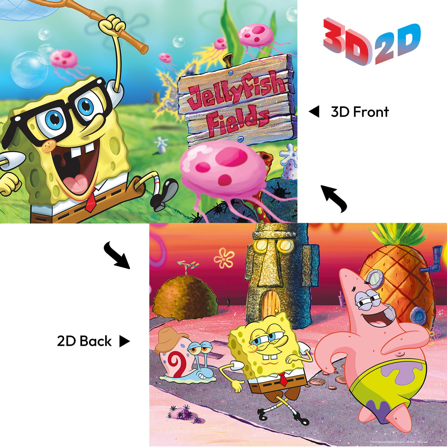 20628 Sponge Bob Square Pants Nickelodeon 3D/2D Jigsaw Puzzle 20628 100 Piece 12"x9"