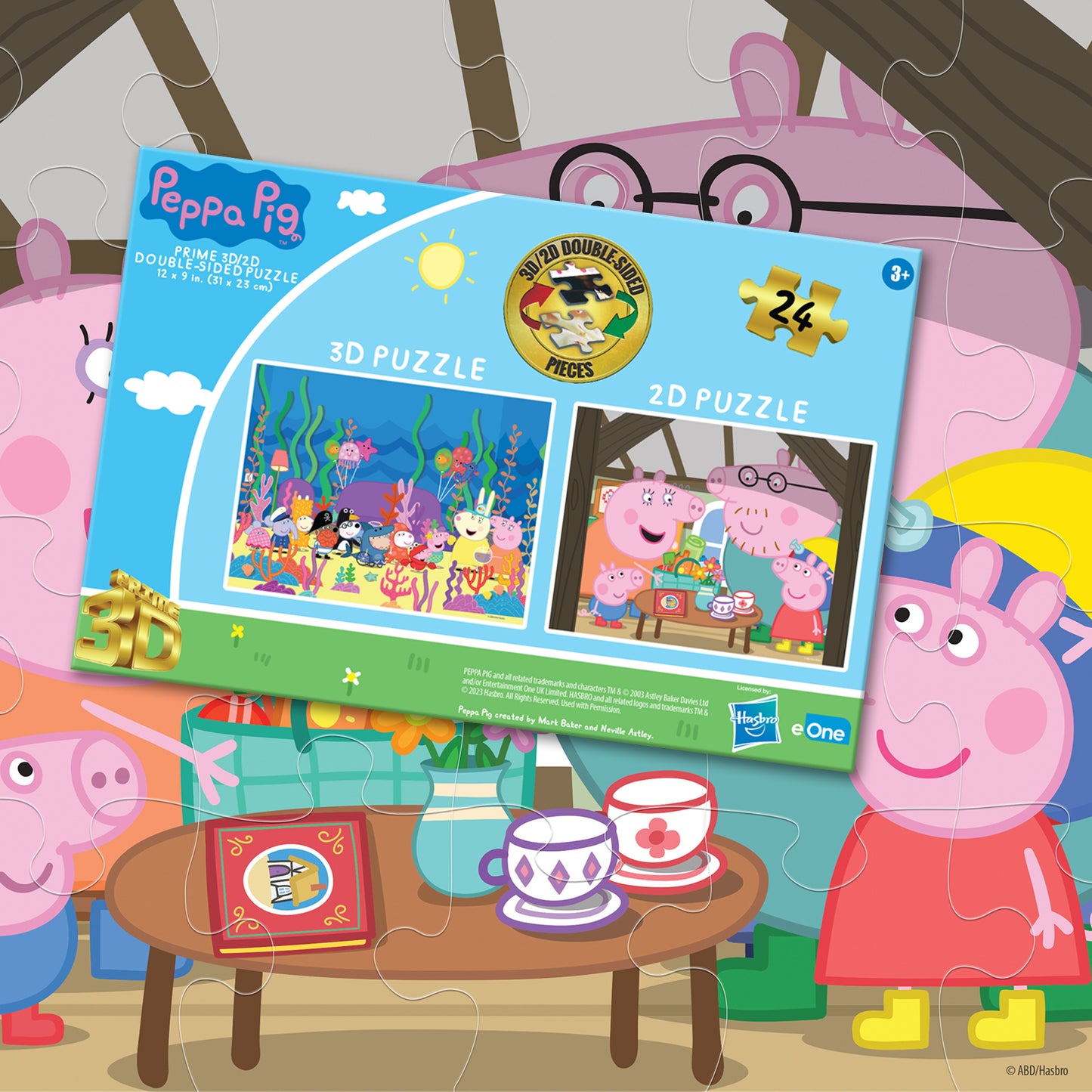 20631 Peppa Pig Hasbro 3D/2D Jigsaw Puzzle 20631 24 Piece 12"x9"