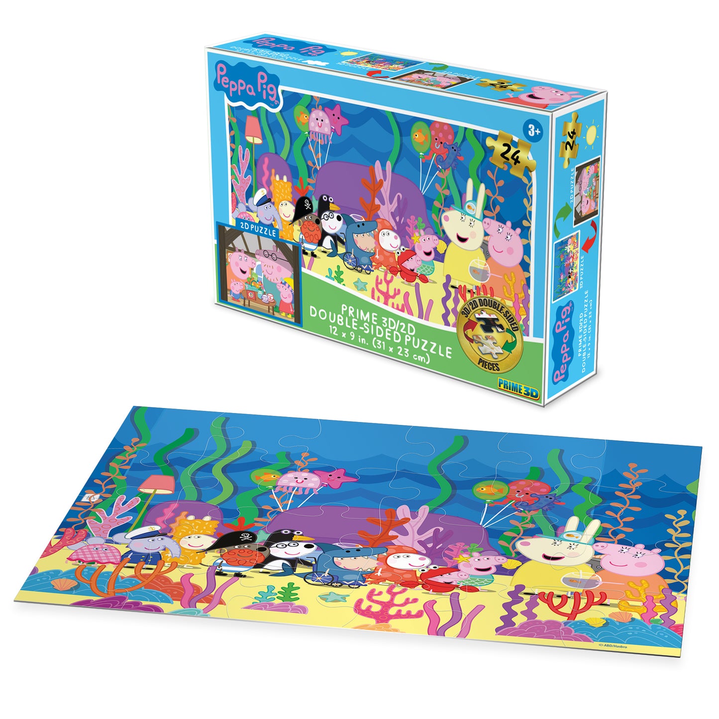 20631 Peppa Pig Hasbro 3D/2D Jigsaw Puzzle 20631 24 Piece 12"x9"