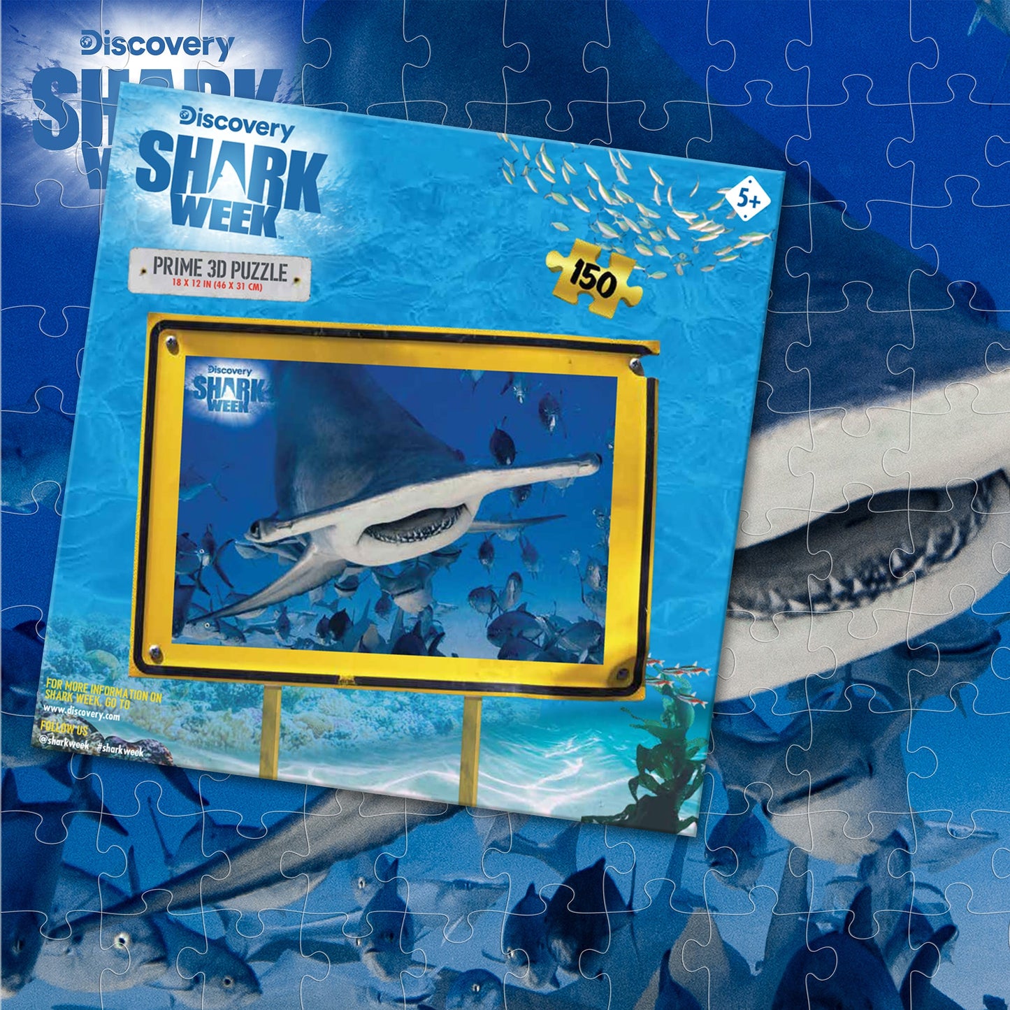 20888 Hammerhead Shark Shark Week Discovery 3D Jigsaw Puzzle 20888 150PC 18"x12"