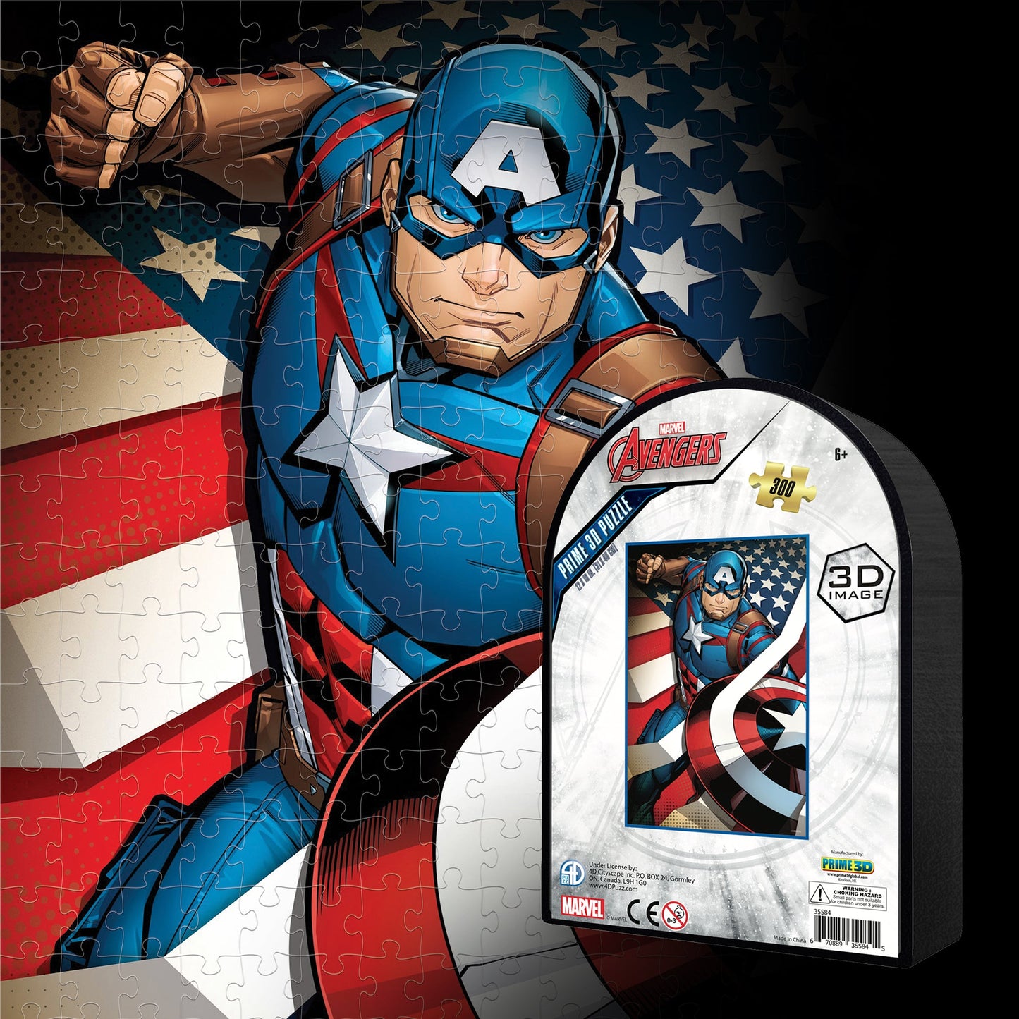 35584 Captain America Marvel 3D Jigsaw Puzzle in Tin Box Packaging 35584 300pc 12"x18"