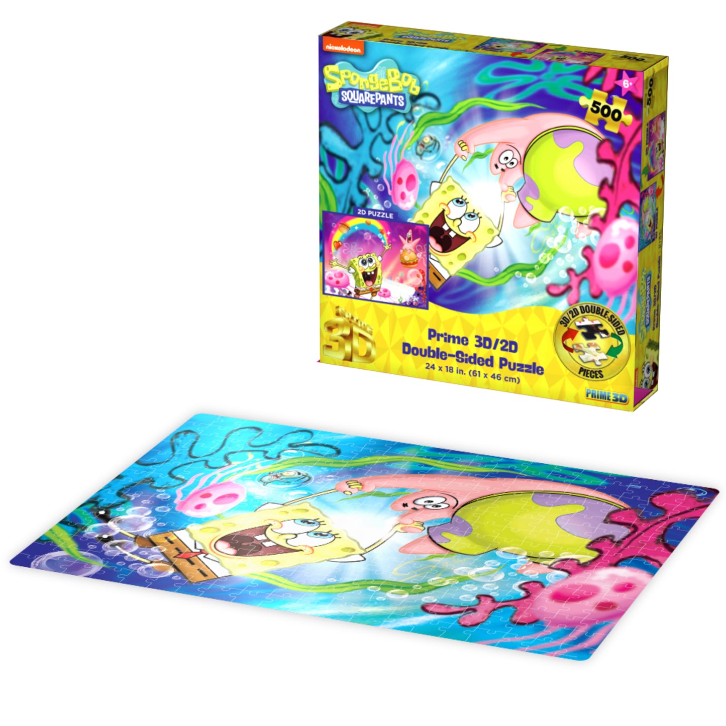 37545 Spongebob Nickelodeon 3D/2D Jigsaw Puzzle 37545 500pc 24"x18"
