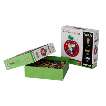 317018701 PEANUTS Classic Christmas ornament wooden puzzle  11.4 x 12" 200pc