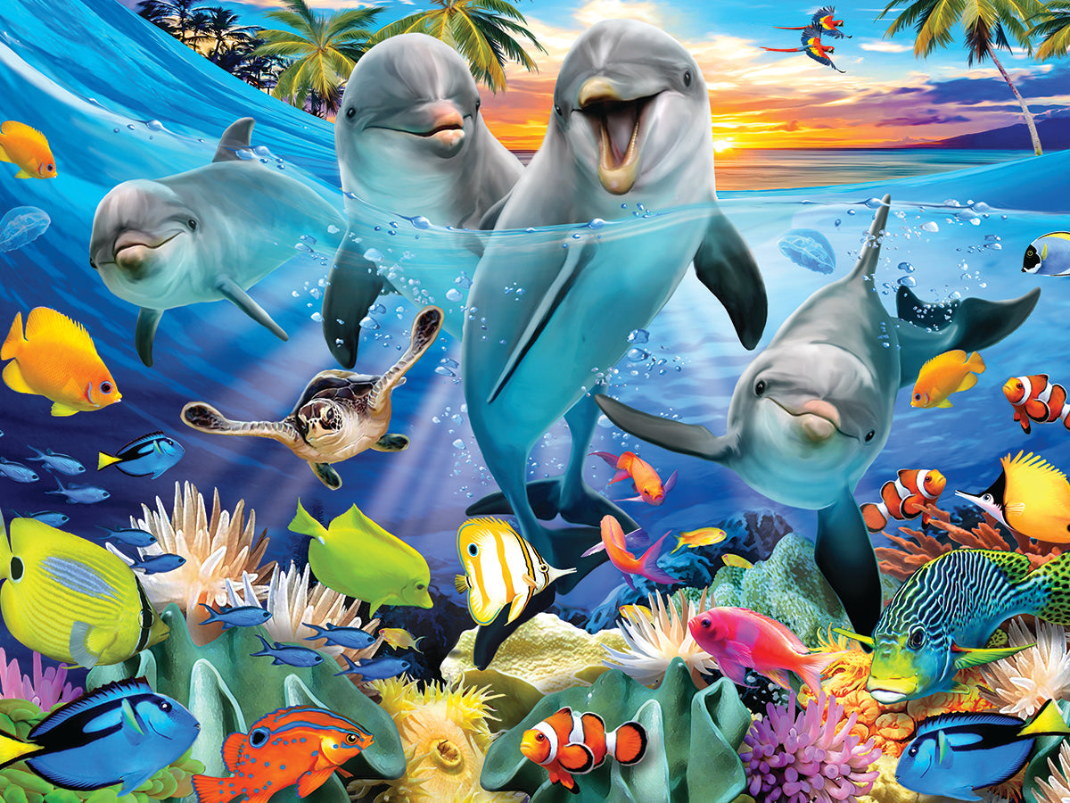 Puzzlr Playful Dolphins Howard Robinson 3D Jigsaw Puzzle 10363 500pc  24x18"