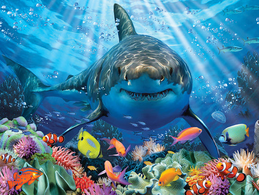 Puzzlr Great White Shark Howard Robinson 3D Jigsaw Puzzle 10365 500pc  24x18"