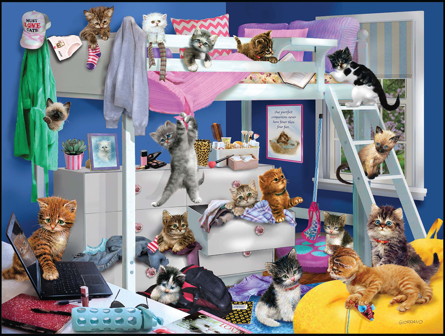 Puzzlr Messy Bedroom Kittens Giordano 3D Jigsaw Puzzle 10459 500pc  24x18"