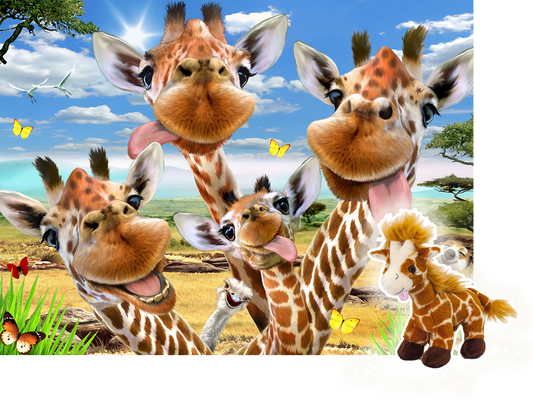 Puzzlr Giraffe Selfie Howard Robinson 3D Jigsaw Puzzle + Plush Toy 15802 48pc 12x9"