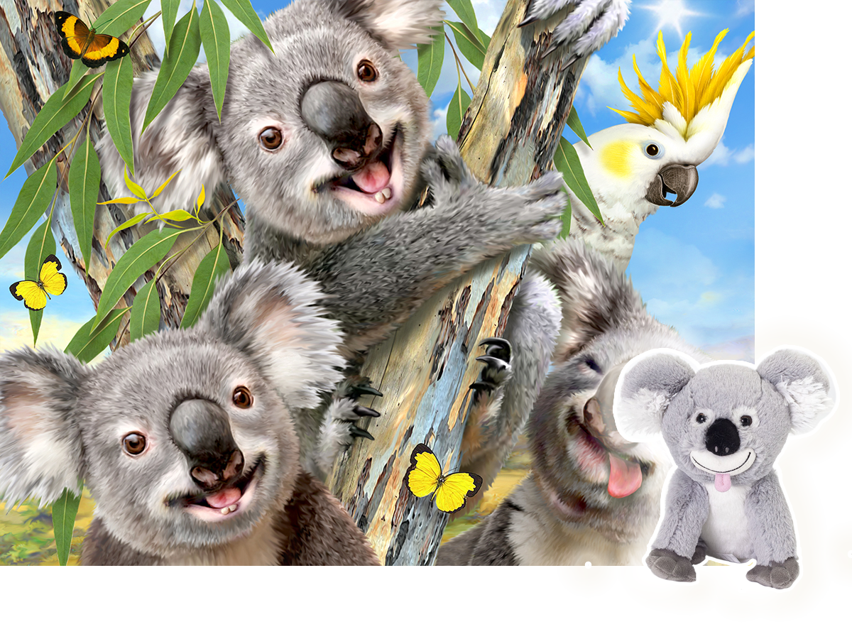 Puzzlr Koala Selfie Howard Robinson 3D Jigsaw Puzzle + Plush Toy 15805 48pc 12x9"