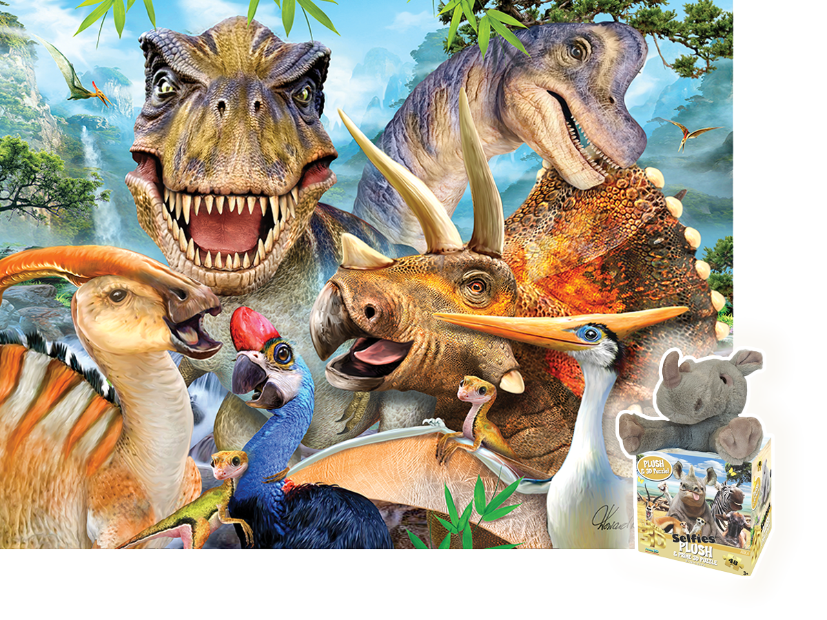 Puzzlr Dinosaurs Selfie Howard Robinson 3D Jigsaw Puzzle + Plush Toy 15834 48pc 12x9"