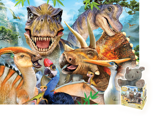 Puzzlr Dinosaurs Selfie Howard Robinson 3D Jigsaw Puzzle + Plush Toy 15834 48pc 12x9"