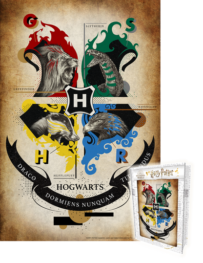 Puzzlr 4 Houses Harry Potter 3D Jigsaw Puzzle in Tin Book Packaging 35618 300pc 18x12"