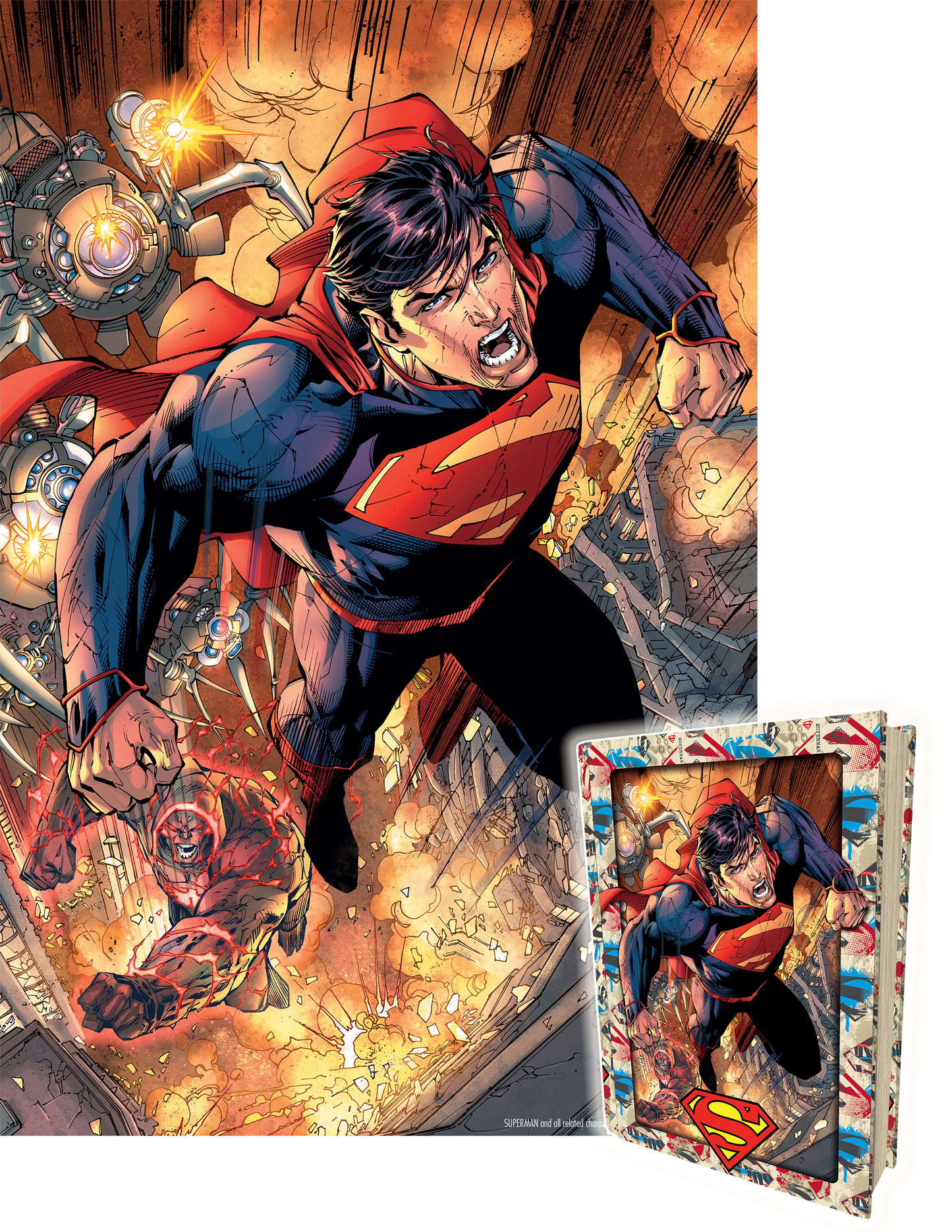 Puzzlr Superman DC Comics 3D Jigsaw Puzzle in Tin Book Packaging 35622 300pc 18x12"