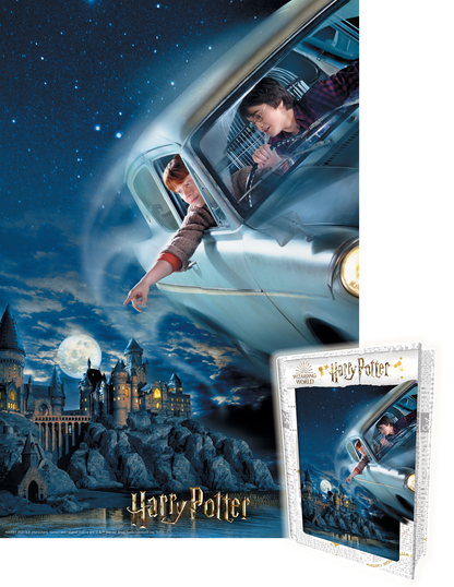 Puzzlr Harry Potter & Ron Flying over Hogwarts 3D Jigsaw Puzzle in Tin Book 35628 300pc 18x12"
